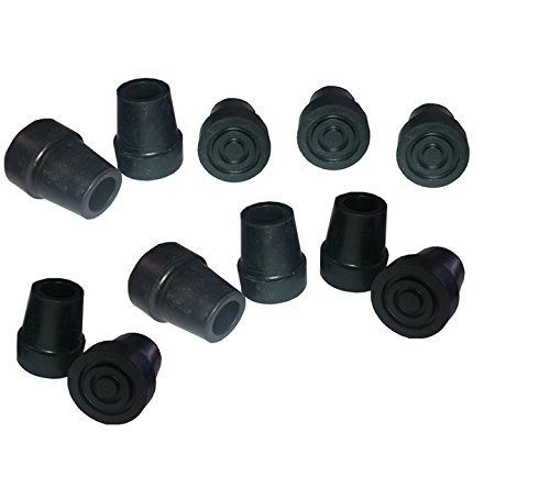 Ability Superstore - Contera de bastón estándar, 1,9 cm, 10 unidades, color negro