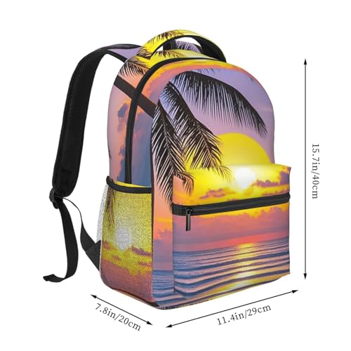 Tropical Beach Palm Tree Sunset Travel Backpack for Women Men Carry On Daypack 15 inch Hiking Back Pack Casual Laptop Bag2
