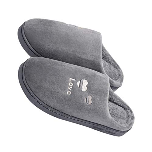 Holibanna Pantufas de pelúcia para inverno com padrão de coração macio para casa antiderrapante, chi
