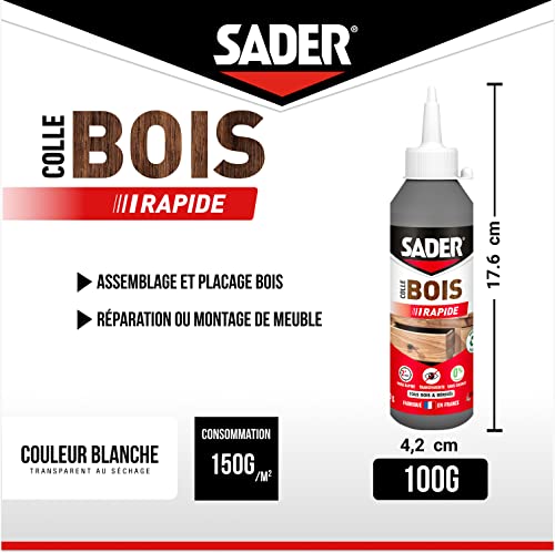 Colle à bois prise rapide Sader colle forte sans trace 100g