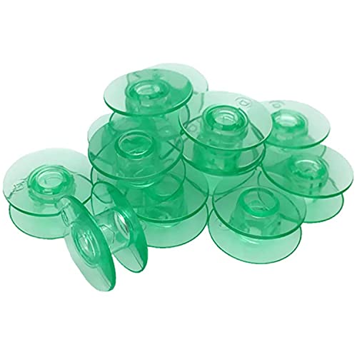 Sewing Bobbins for Holder Winder Thread Sewing Supplies - 25 PCS Bobbins for Sewing Machine - Set of Green Plastic Bobbins for Viking with Hole - Viking Husqvarna Embroidery Machines in Clear Case