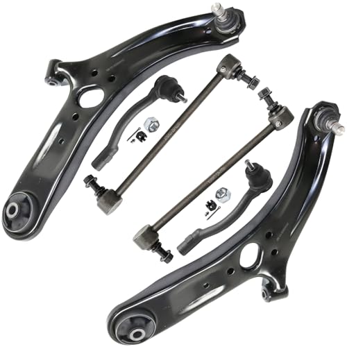 Detroit Axle - Front End Suspension Kit for 2012-2017 Kia Rio, 2 Lower Control Arms with Ball Joint Assembly 2 Outer Tie Rods 2 Sway Bar End Links 2013 2014 2015 2016 Replacement