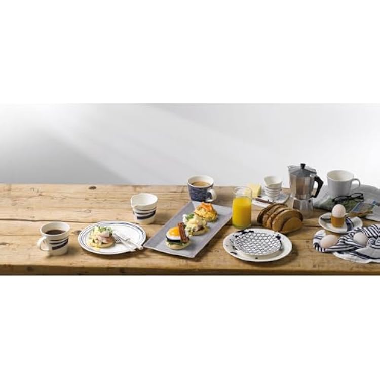 مجموعة عشاء Royal Doulton ، حجري ، مصممة للخلط والمطابقة ، مجموعة أدوات العشاء في المحيط الهادئ 1815 ، خطوط زرقاء ، مجموعة 16 قطعة