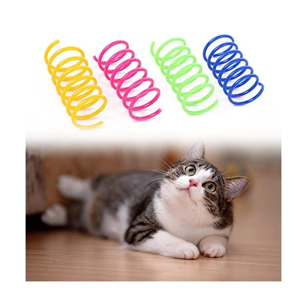 Cat Spring Spielzeug für Katzen, 100 Stück Katzen Frühlingsspielzeug, Interaktives Katzenspielzeug,Kunststoff Spiralfedern,Spirale Katzen Spielzeug,Breit Bunte Spiralfedern,Spring Spirale für Katze – Bild 6