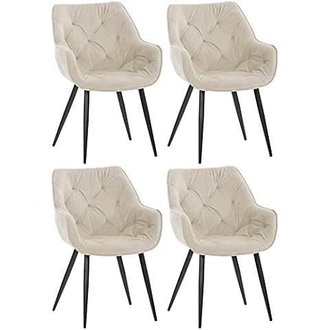 CLP 4er Set Stuhl Tanna Samt I Gesteppter Polsterstuhl I Esszimmerstuhl Cover