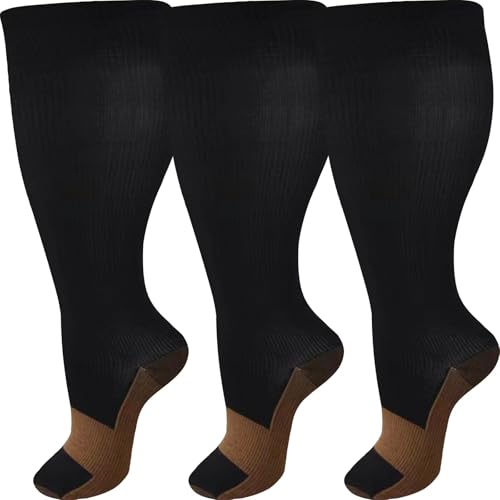 Image of ZFiSt Plus Size Compression Socks Wide Calf for Women Men,Sport Compression Stocking Nurse Socks