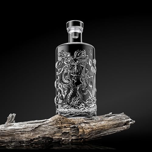 Iyunmei WHISKEY DECANTER With Stopper,Decanters For Alcohol,Bas Relief Dragon Pattern Glass Bottle500Ml,For Whiskey thumb #1