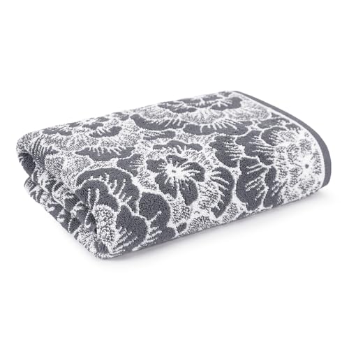 Image of MYTRIDENT Towels for Bath, Floral Collection, 100% Cotton Towel, 1 Pc Bath Towel (75 cm x 150 cm) - Grey