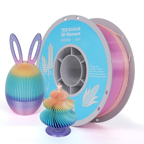 Image of Silk Rainbow PLA 3D Printer Filament Bulk,10Rolls,1KG Spool(2.2lbs) 1.75mm, Multicolor Gradient Filament for Most FDM 3D Printers,7 Rolls Silk Rainbow + 3 Rolls Matte Rainbow PLA.