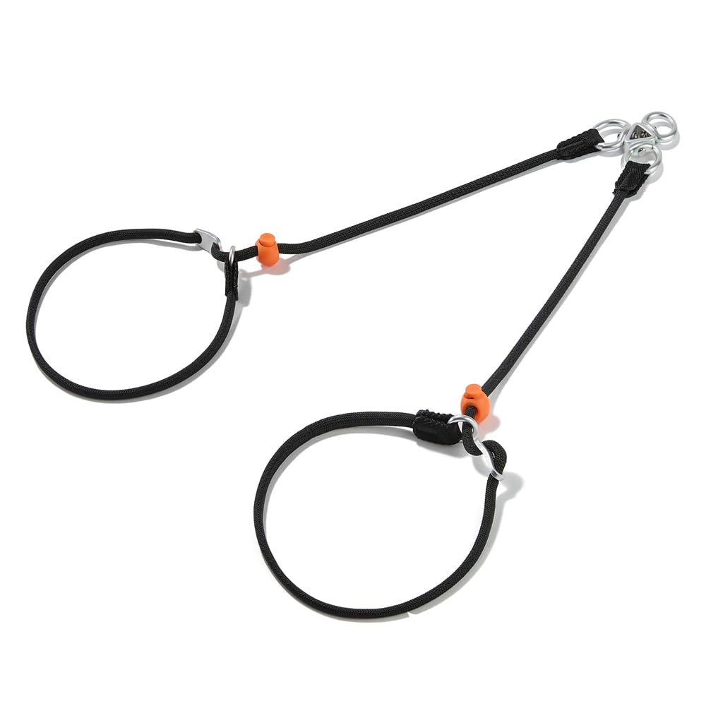 Howgo Correa deslizante doble | Correa doble para perro para 2 perros, giro de 360° sin enredos | Correa y collar de nailon de entrenamiento para perros | Acoplador y divisor de doble clip | Aluminio