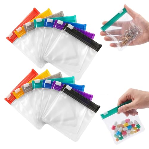 Image of Self-Sealing Zipper Medicine Bags, Clear Zipper Pill Storage Bag, 7 Counts /Set Reusable Pill Organizer, Portable Pill Organizer Storage Bag Waterproof Pill Pouch Set for Travel (Multicolor*14)