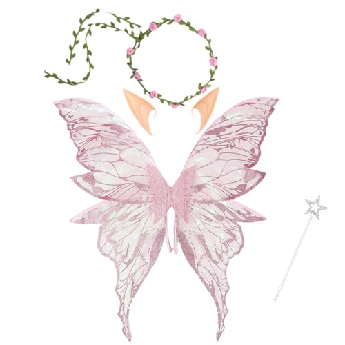 Ailes de fée d'Halloween et serre-tête fleur pour un cosplay féerique réussi