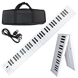 折り畳み 電子ピアノ 鍵盤 軽量 コンパクト 61鍵 キーボード 専用ケース付き USBケーブル接続 充電式 キーボード 子供 おもちゃ プレゼント クリスマス SIS エスアイエス BF-960 (ホワイト)