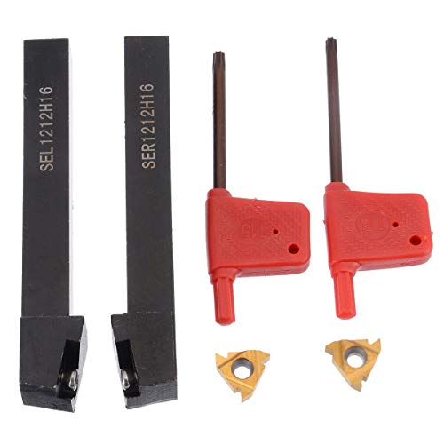 Yoyotools 1/2 Inch 2Pcs Sel1212H16 + Ser1212H16 Tool Holder Cnc Thread Turning Holder + 2Pcs 16Er/Ir Ag60 Carbide Threading Inserts With Wrench For Lathe Thread Tool thumb #1