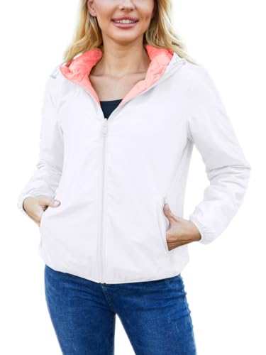 Lightweight Jacket Women Trench Coat with Hood Waterproof Insulated Windbreaker Packable Puffer Jacket
