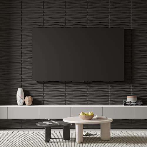 Image of Art3d PVC Wavy Textured 3D Wall Panels, 15.7 x 11.8 Inch, 24-Pack, Black