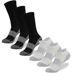 6 Pairs-3 Black Crew&3 White Ankle