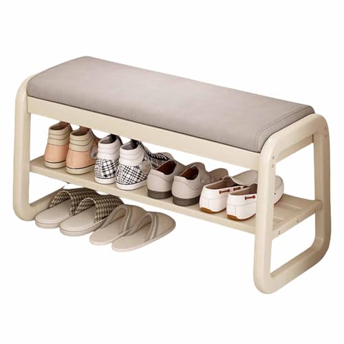 Banc d'entrée en bois massif avec rangement à chaussures