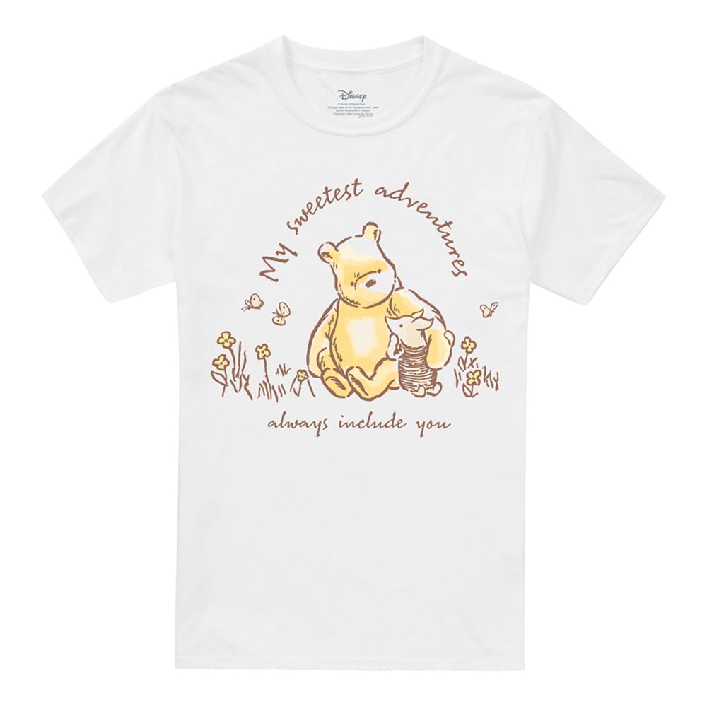 Disney Unisex White Winnie The Pooh Classic Pooh And Piglet Sweetest Adventures Tee, 5XL