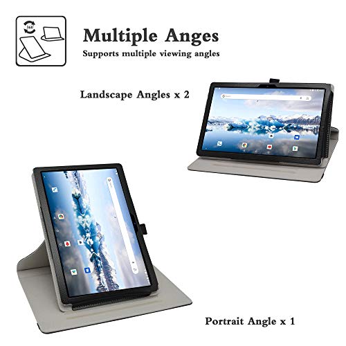 Bige For Teclast 10.1 Inch Rotating Case,360 Degree Rotary Stand With Cute Pattern Cover For Teclast P20Hd 10 Inch Tablet/Teclast M40 10.1" Tablet,Black #TOP3