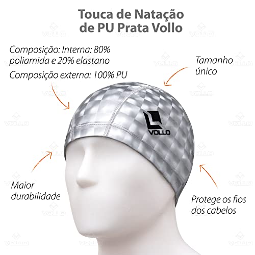 Touca Natação PU VN401-3 Prata Vollo Sports