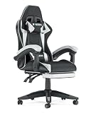 Racingreat Ergonomic Gaming Chair with Footrest for Adults(White)