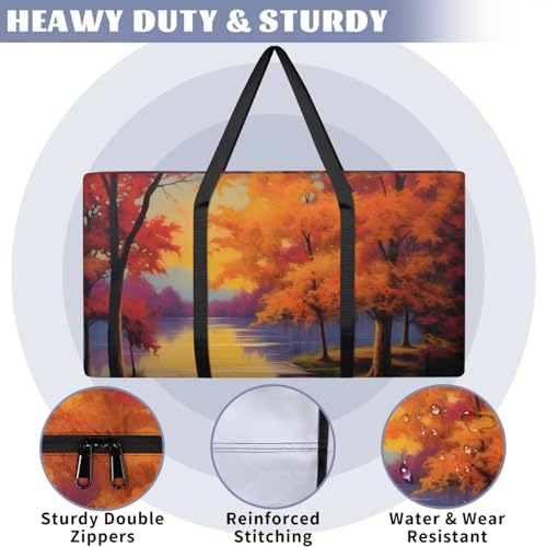 Sunset Forest Extra Large Moving Bags Heavy Duty Storage Bags Modern Forest Cloth Wrap Around Handles Double Zipper Reusable Convenient Foldable Storage Tote for Travel Camping Space Save3