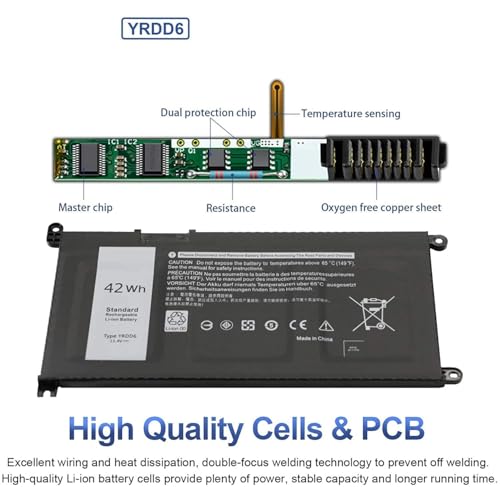 Image of YRDD6 Battery for DELL Inspiron 7586 5482 5485 5491 5591 3310 2-in-1 5593 5591 5480 3493 3582 3583 3584 3593 3793 5493 5585 5590 5594 5598 Vostro 3491 5481 5581 5490 5590 VM732 1VX1H (YRDD6)