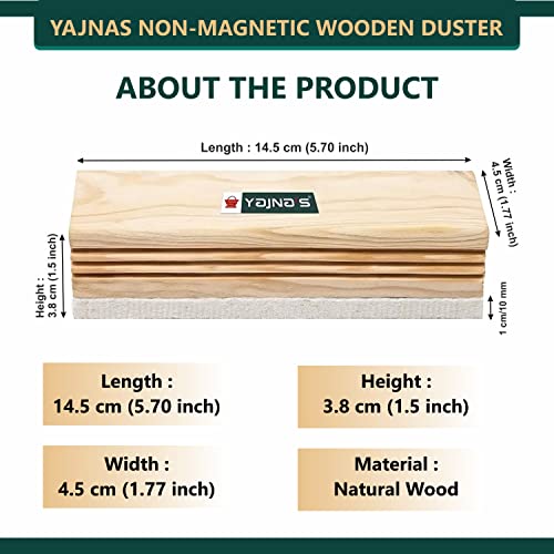 Image of YAJNAS Premium Non Magnetic Wooden White Board Duster | Black Board Wooden Duster Whiteboard Eraser for Erasing White Board Marker or Chalk Board Writing Erasing Wooden Duster - (Pack of 1 Duster)