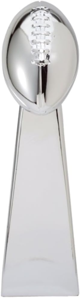 Chrome Football Tower Fantasy Football Replica Trophy in 12", 15" or 18" Size with 4 Lines of Custom Text