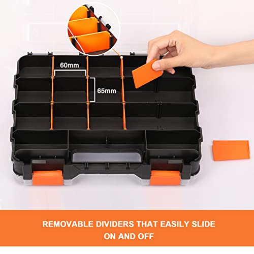 Image of Mayouko Double Side Tools Organizer, Customizable Removable Plastic Dividers, Hardware Box Storage, Excellent for Screws,Nuts,Small Parts, 34-Compartment,2 PCS Set,12.6 inchL x 10.6 inchW x 3.2 inchH