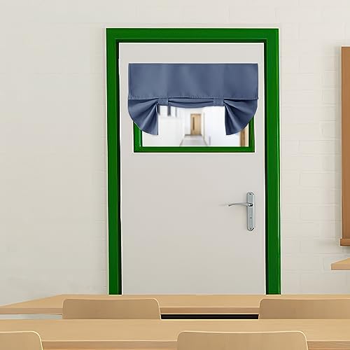 RYB HOME French Door Blinds 20 inch Length, Room Darkening Energy Smart Window Curtains for Patio French Door Window, W26 x L20 inch, Stone Blue, 1 Panel