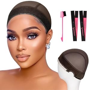 Isshin Beauty Wig Grip Cap Women Adjustable: Wig Gripper with Ear-Cutouts Natural Lace Edge – Gluless Non Slip-Off Band with Velcro No-Headache Comfortable Breathable (Brown)