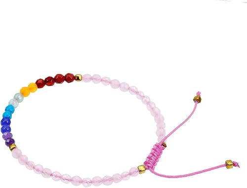 Miniatura 2 de TUMBEELLUWA Pulseras de cuentas de piedra facetada 7 chakras de 0.157 in, pulsera de cristal curativo ajustable hecha a mano para mujer
