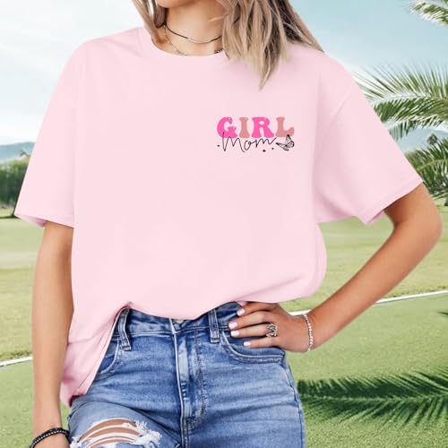 Image of Mama Shirts for Women in My Girl Mom Era Shirt Funny Letter Printed Graphic Tees Casual Tops