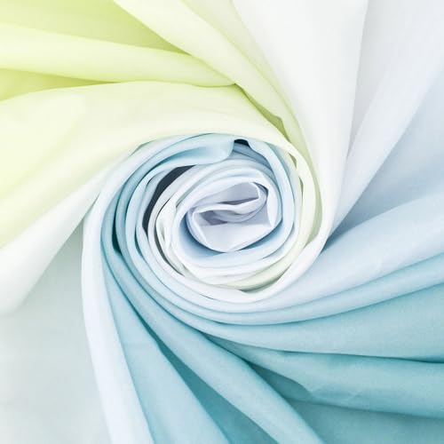 LB Ombre Shower Curtain Yellow Light Blue Gradient Color Shower Curtains for Bathroom Modern Simple Polyester Anti Mould Waterproof Short Stall Curtain Set including Hooks,47x68 inches - Image 4