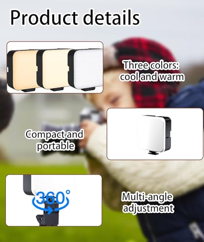 Image of Lights for Video Shooting, Video Light, Portable Camera Light with Clip, Adjustable Brightness and Color Temperature, Ideal for Video Shooting, Photography, Zoom Meetings, and Selfie Scenes