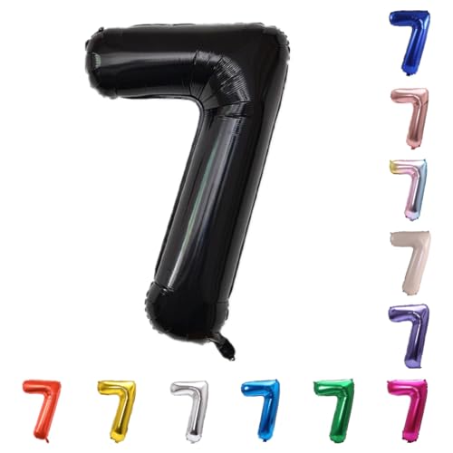 Image of YPSelected 32 Inch Large Foil Helium Number Balloon Birthday Wedding Party 0-9 (Black, 7)