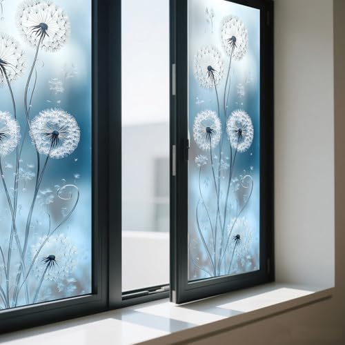 Vinilo decorativo para ventana IVN diseño Diente de León azul 17.7 x 39.3 pulgadas miniatura 7