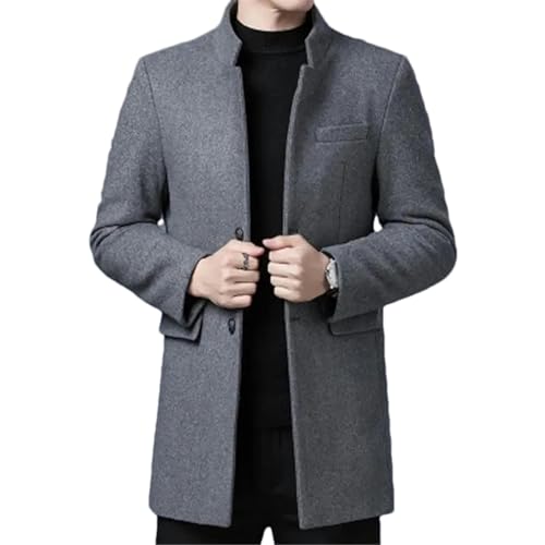Manteau en laine pour hommes chaud col montant veste trench mi-saison isolante