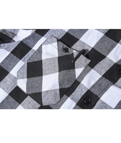 ZITY Men's Flannel Hoodie Shirts Casual Button Down Plaid Shirt Jackets for Men Long Sleeve Stylish Hooded with Pocket4