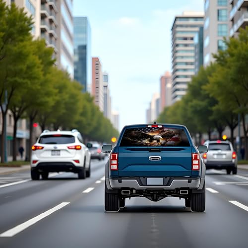 Image of Rear Window Decals for Trucks - 65x17.3 in Back Window Decals Fit Most Pickup Trucks SUV, Vinyl American Flag Back Window Decal for Car Personalized Decoration