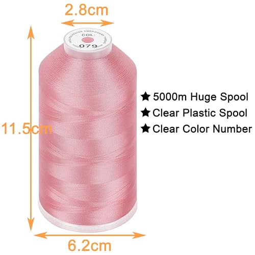Image of New brothread - Single Huge Spool 5000M Each Polyester Embroidery Machine Thread 40WT for Commercial and Domestic Machines - Salmon Pink