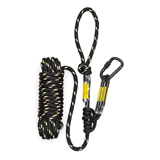 SENFU Hunting Reflective Safety Linemans Rope 30ft with Prusik Knot and Single Carabiner for Hunter Climbing Tree Stand Hanging Ladder Stand or Bow Lifeline,Fall Protection When Hunting on Stands