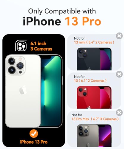 Image of CANSHN Magnetic Compatible with iPhone 13 Pro Case, Upgraded [Full Camera Protection] [Compatible with Magsafe] Non-Yellowing Shockproof Protective Bumper Phone Case 6.1 inch - Clear