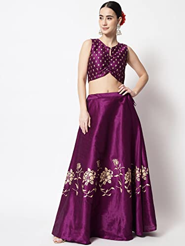 Image of studio rasa Women's Dupion Hand Block Printed Readymade Top for Festive Wedding Party