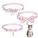 Hpmjz 3Pcs Adorable Cat Collar with Bow, Cute Kitten Collars for Girl Cats Adjustable Pink Cat Bows Breakaway Safety Cats Bowtie Collar Pet Collars with Safety Buckle Soft Necklace with Bowtie for Pet