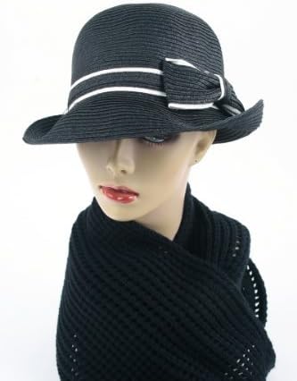 Women's Classic Straw Cloche Bow Hat 960HF