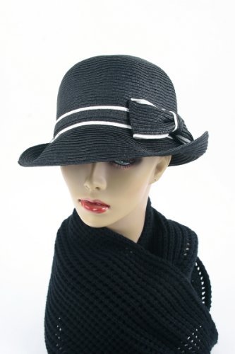 Women's Classic Straw Cloche Bow Hat 960HF