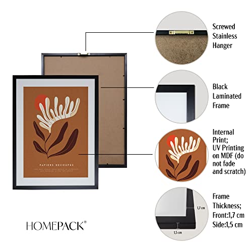 Homepack Set Of 6 Abstract Designed Boho Style Framed Prints On Mdf Printed Wall Art Painting Home Decoration 2 Piece Of 12X16Inch, 2 Piece Of 10X12Inch, 2 Piece Of 8X10Inch (Black Laminated Frame) #TOP3